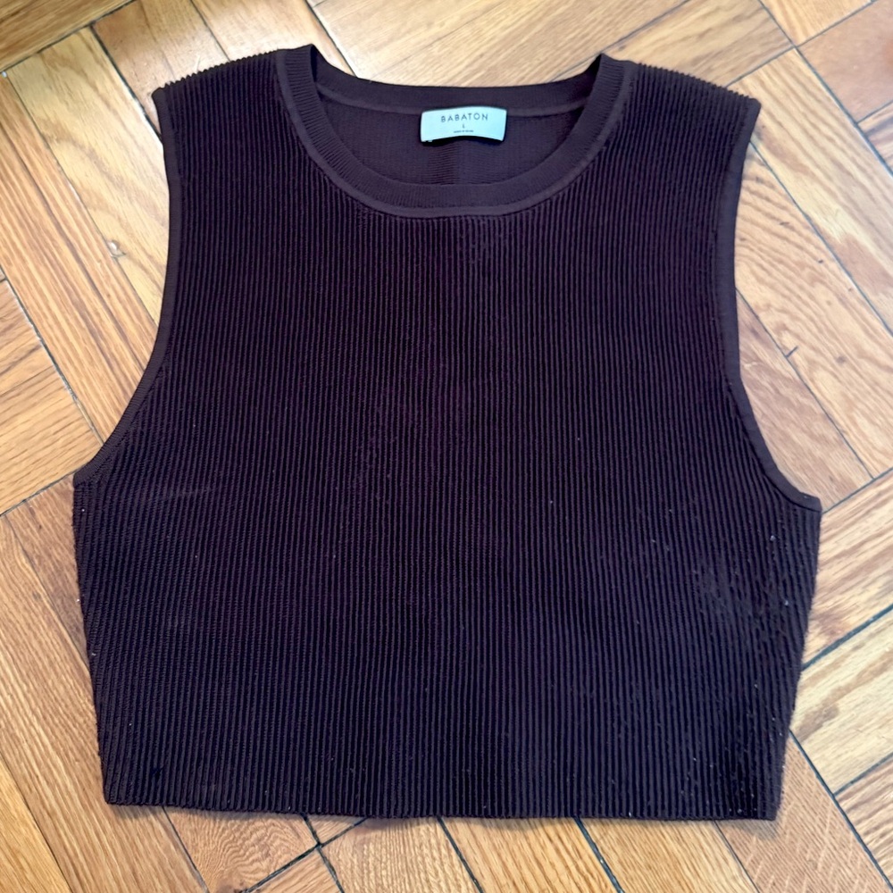 ARITZIA - Babaton Sculpt Knit Muscle Tank Chocolate Brown Size Large